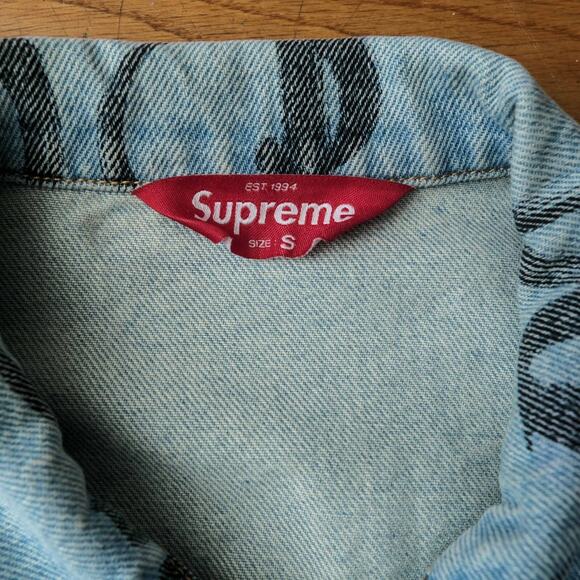 Supreme Black Ark Denim Trucker Jacket Blue Classic Streetwear Sportswear Size S - Picture 3 of 8